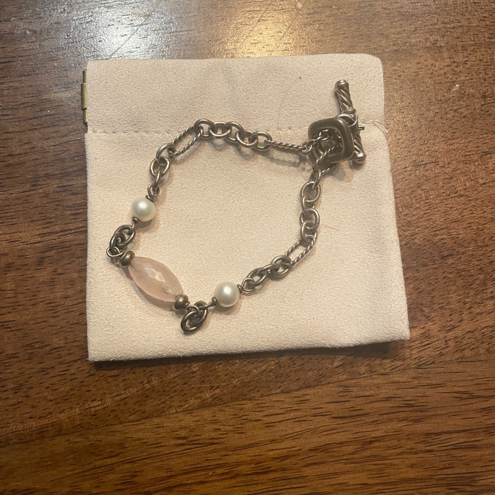 David Yurman Pearl and Rose Quartz Bracelet